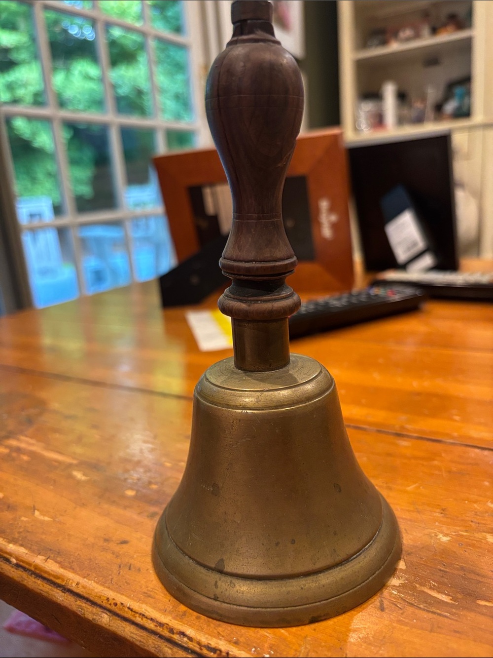 Classic Brass Hand Bell with Wooden Handle - Brass